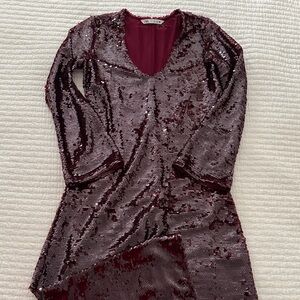Zara Elegant Burgundy Sequin Maxi Dress